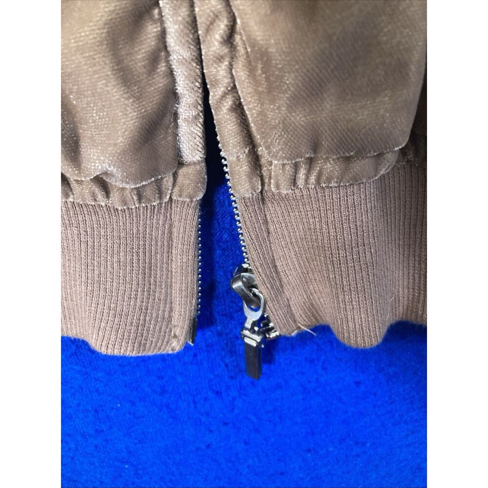 Saks Fifth Avenue Velour Bomber Jacket Womens Medium Brown Super Soft Zip Up - Picture 6 of 15
